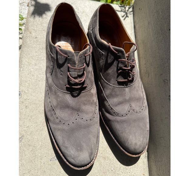 Paraboot Wingtip Oxford Dress Shoes Leather Brogue Casual Gray Mens‎ Size 12 - Picture 1 of 12